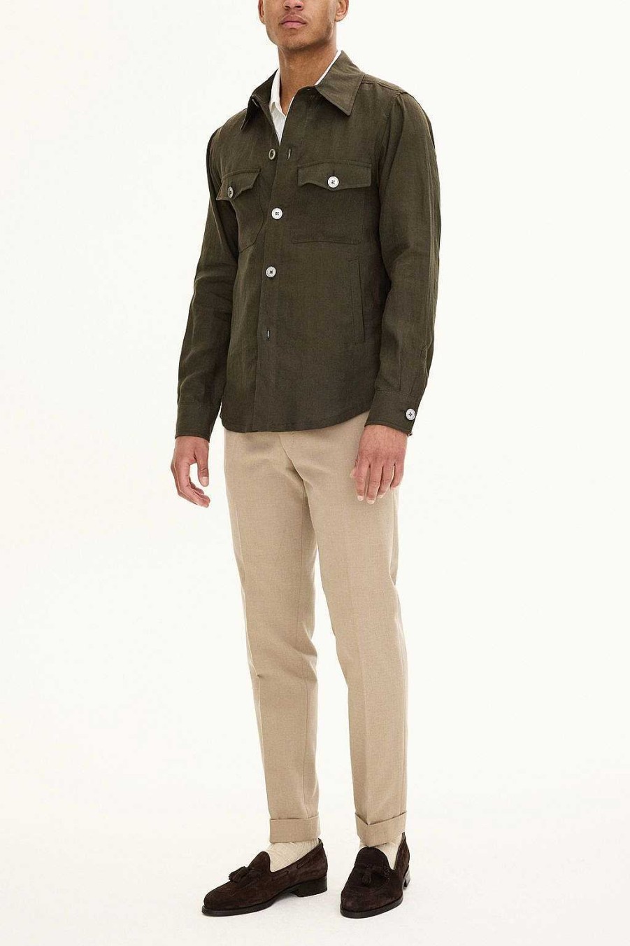 Klader Oscar Jacobson | Maverick Linen Shirt Jacket