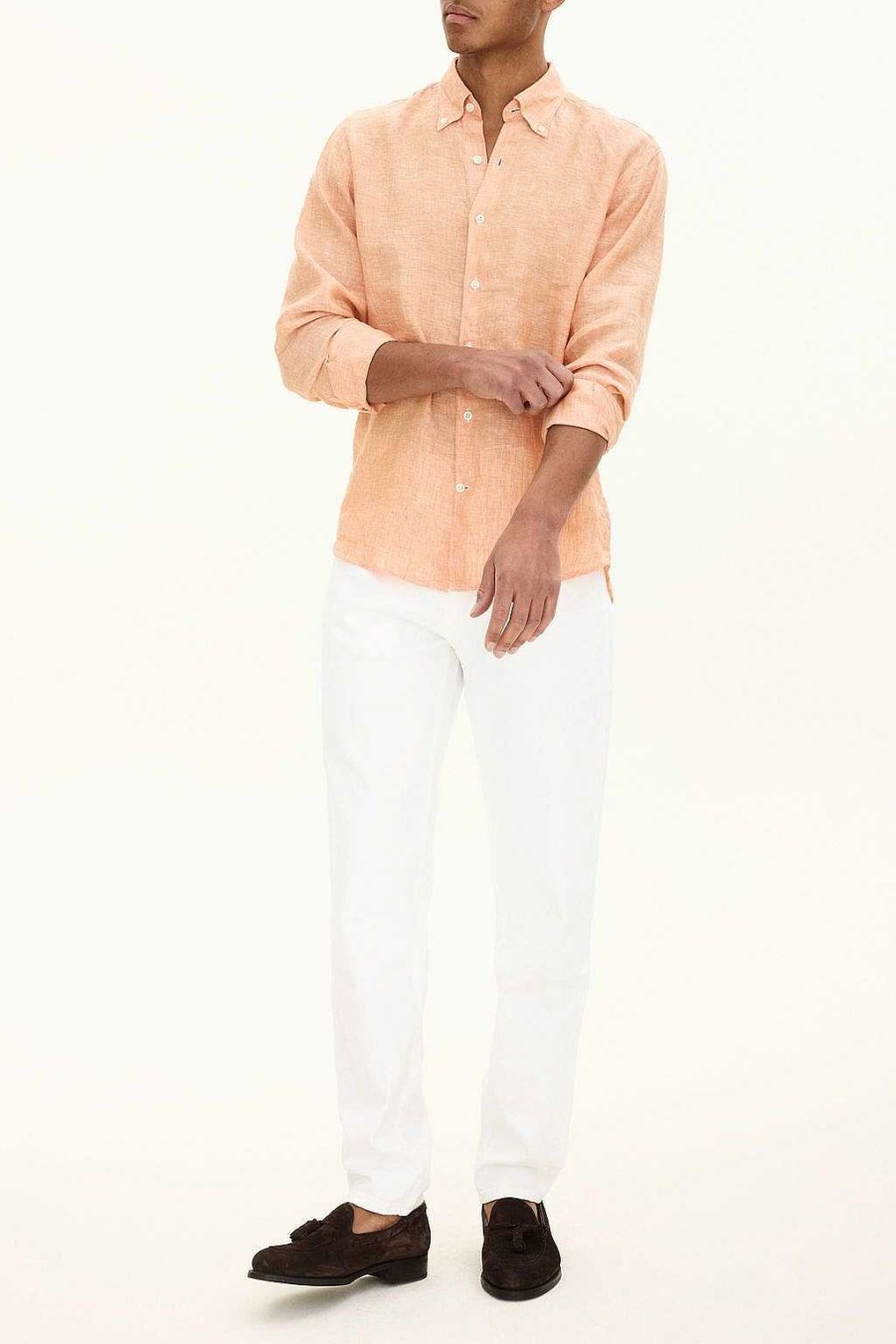 Klader Oscar Jacobson | Reg Fit Button Down Linen Shirt