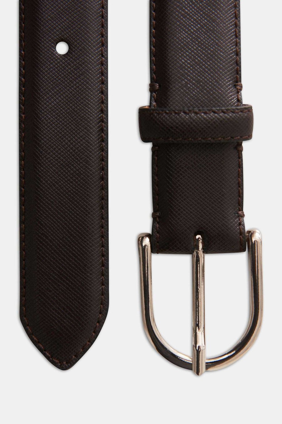 Accessories Oscar Jacobson | Round Buckle Saffiano Laderbalte