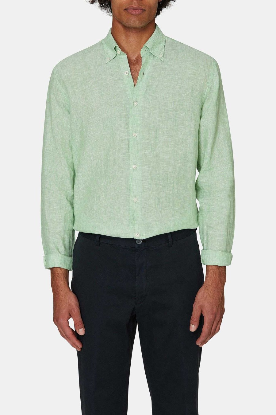 Klader Oscar Jacobson | Reg Fit Button Down Linen Shirt