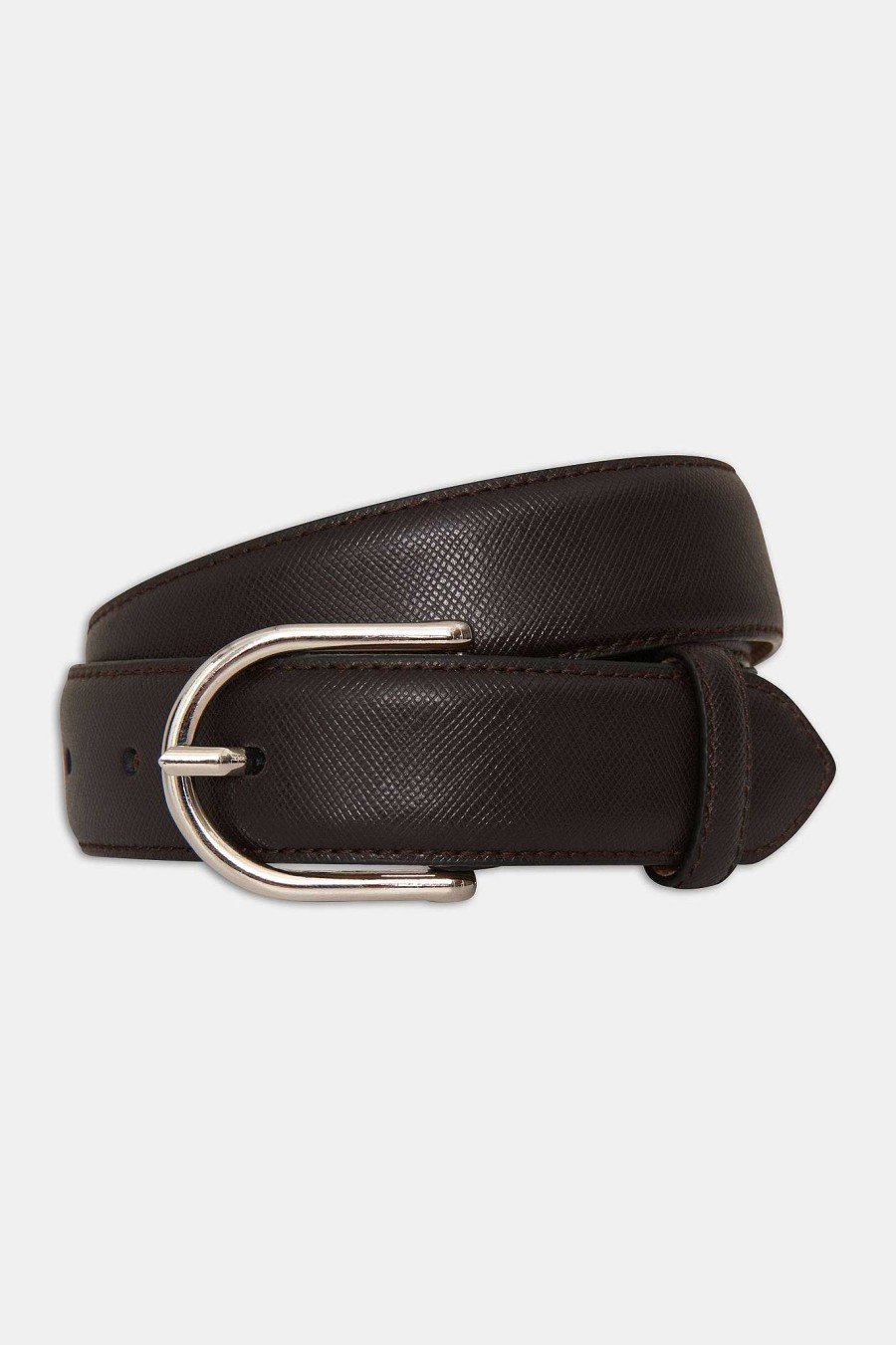 Accessories Oscar Jacobson | Round Buckle Saffiano Laderbalte