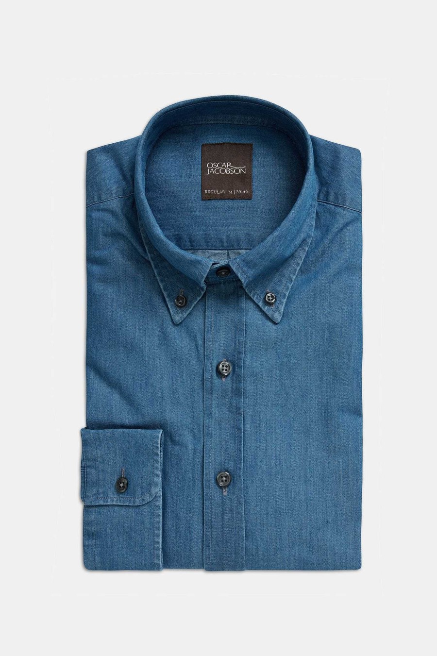 Klader Oscar Jacobson | Reg Fit Button Down Bleached Denim