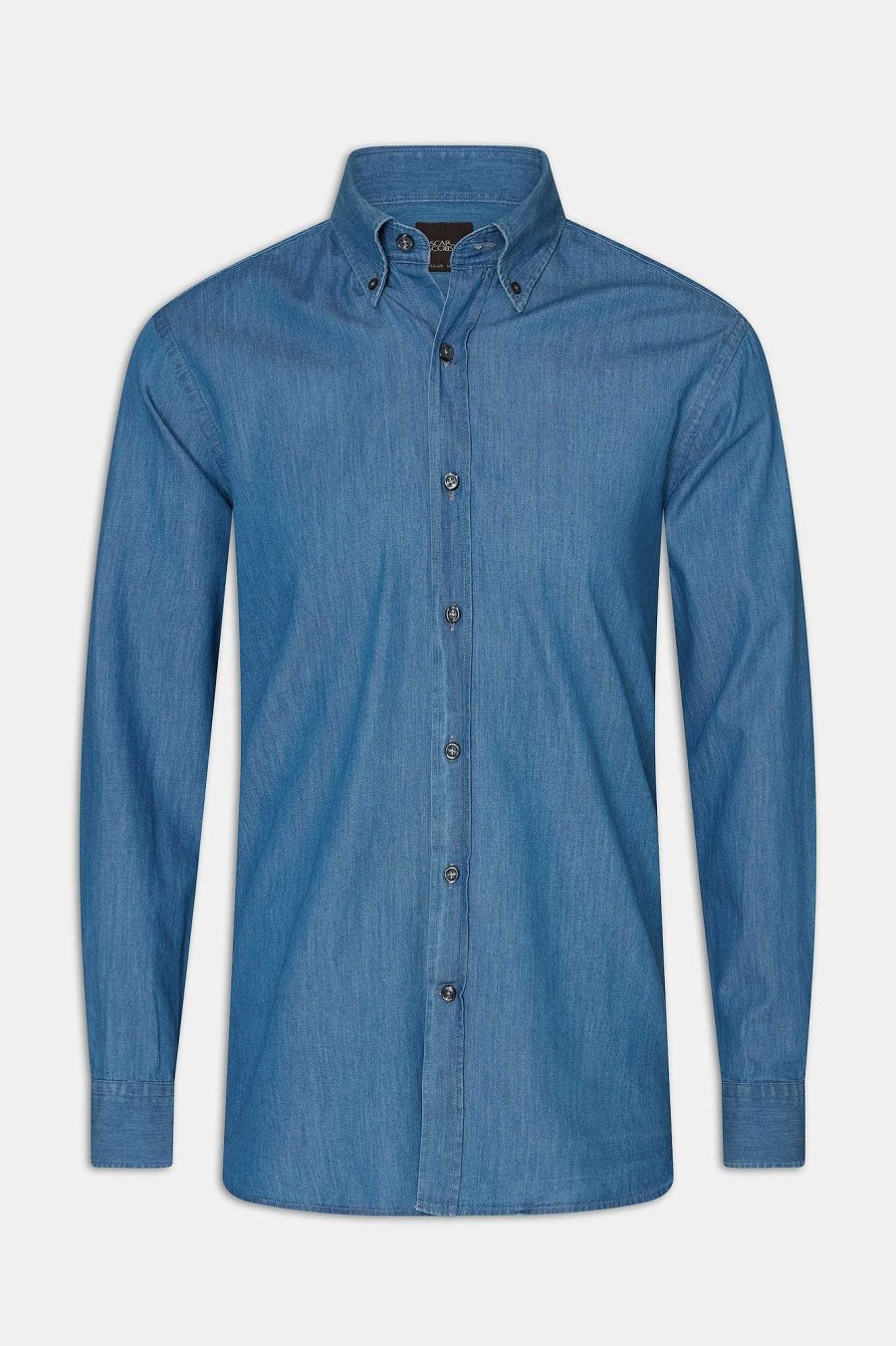 Klader Oscar Jacobson | Reg Fit Button Down Bleached Denim